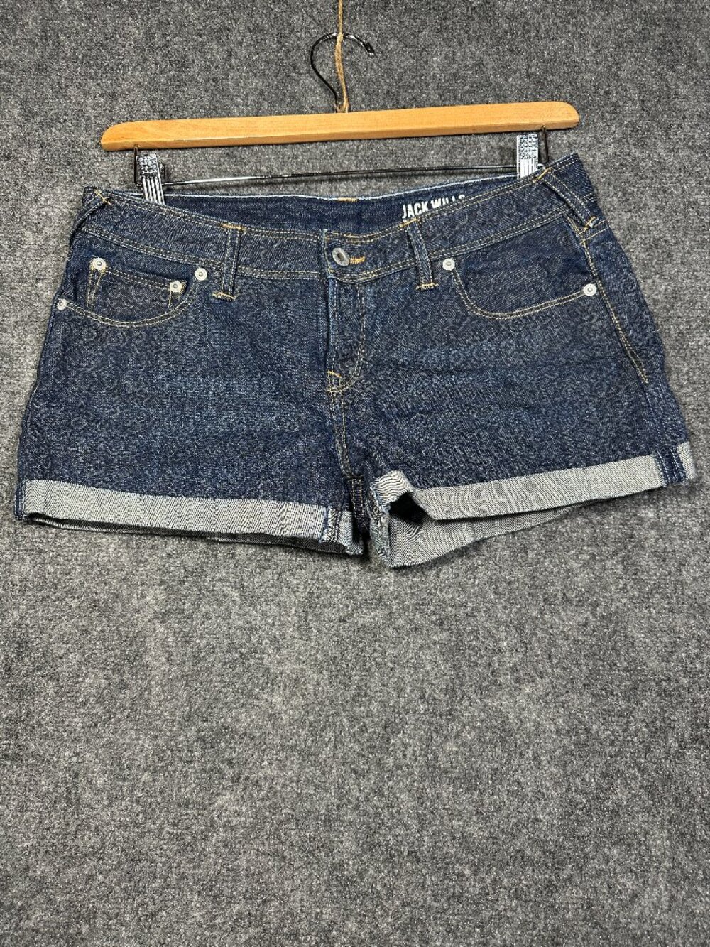 Jack Wills Shorts  Womens 12 Denim Jean Dark Wash Cuffed Cotton Stretch